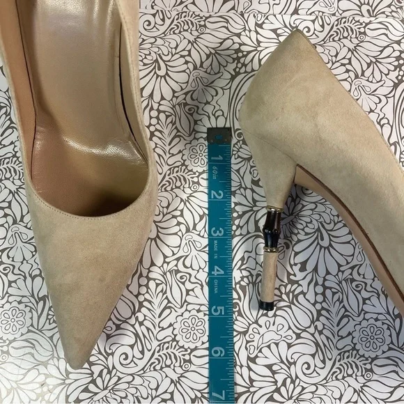 Gucci Beige Suede Malibu Bamboo Heel Pointed Toe Pumps - Picture 14 of 14